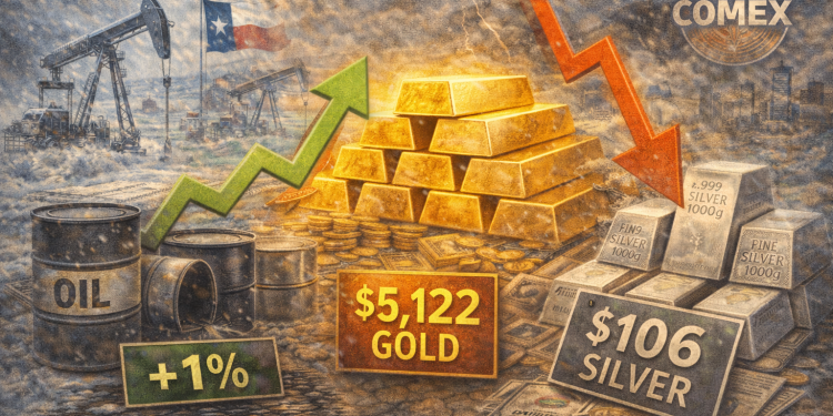 Commodity wrap: storm, supply woes lift oil; gold eases but remains near highs